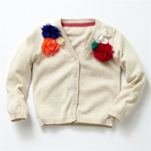 Sweter rozpinany, z długim rękawem, aplikacja-kwiaty la-redoute-pl bezowy aplikacje