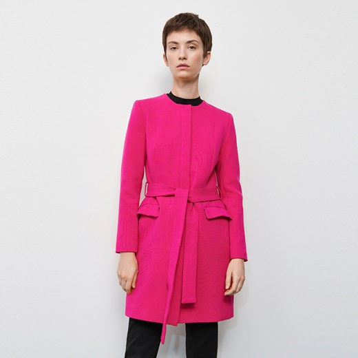Płaszcz damski różowy Reserved bez wzorów 