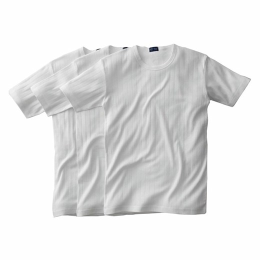 Fantazyjny T-shirt z okrągłym kołnierzykiem, krótki rękaw (pakiet 3 par) la-redoute-pl bialy bawełniane