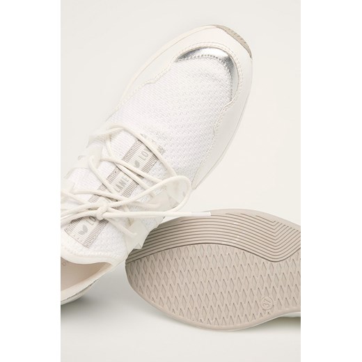 Buty sportowe damskie Marco Tozzi sznurowane na wiosnę białe na płaskiej podeszwie bez wzorów ze skóry ekologicznej 