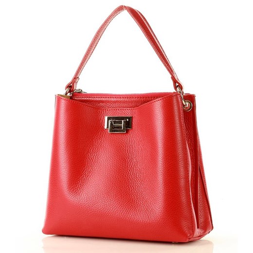 Shopper bag Merg bez dodatków elegancka skórzana