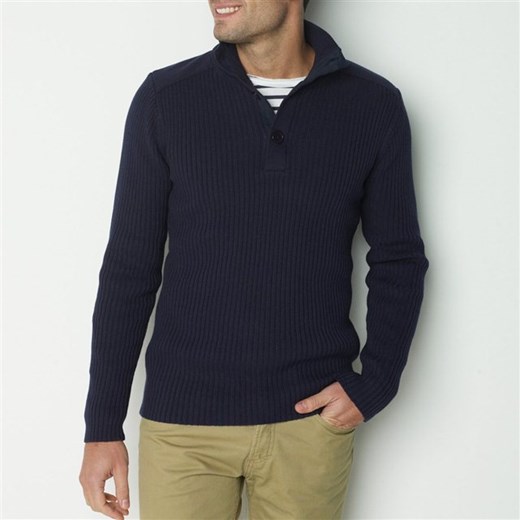 Sweter półgolf na guziki, bawełna 100% la-redoute-pl czarny bawełniane
