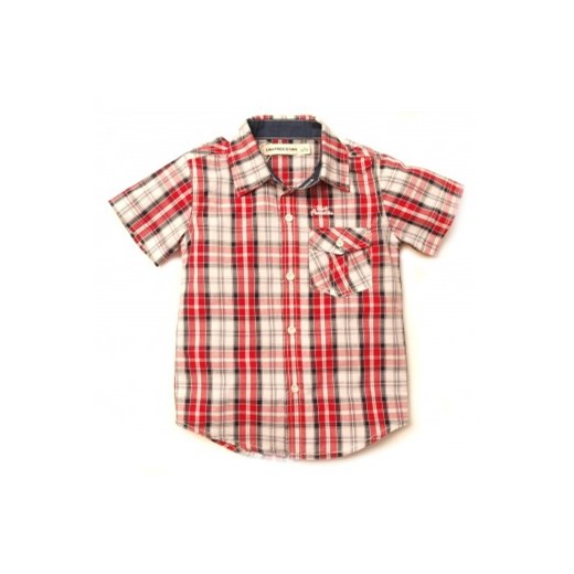 Koszula w kratkę, krótki rękaw (czerwona) - US FREE STAR 4-14 petiten bezowy bawełniane