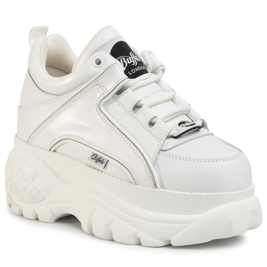 Buty sportowe damskie Buffalo sneakersy młodzieżowe sznurowane białe na platformie 