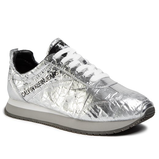 Sneakersy CALVIN KLEIN JEANS - Jerrold Metallic Crinkle S0582 Silver