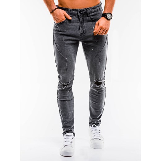 Spodnie męskie jeansowe P890 - czarne Ombre  L 