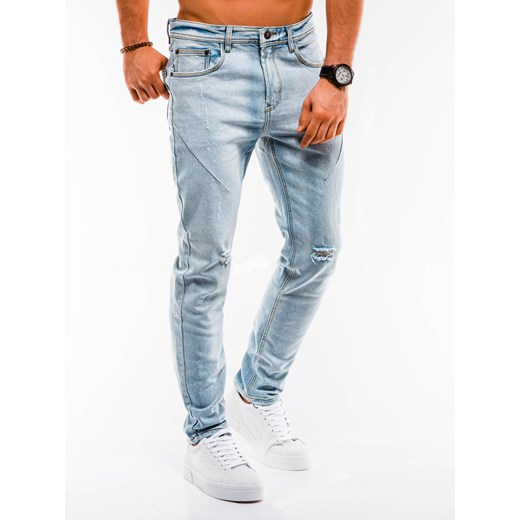 Spodnie męskie jeansowe P890 - jasnoniebieskie  Ombre L 