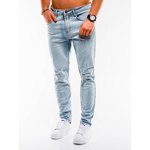 Spodnie męskie jeansowe P890 - jasnoniebieskie Ombre  S 