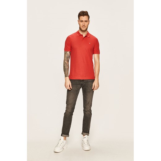T-shirt męski Calvin Klein czerwony bawełniany z krótkim rękawem 