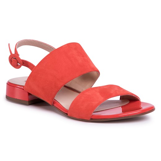 Sandały damskie Högl czerwone zamszowe na lato z klamrą bez wzorów1 