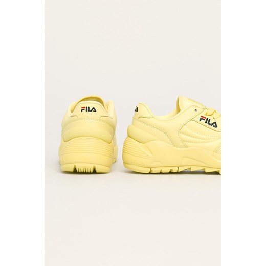 Buty sportowe damskie żółte Fila płaskie ze skóry ekologicznej 