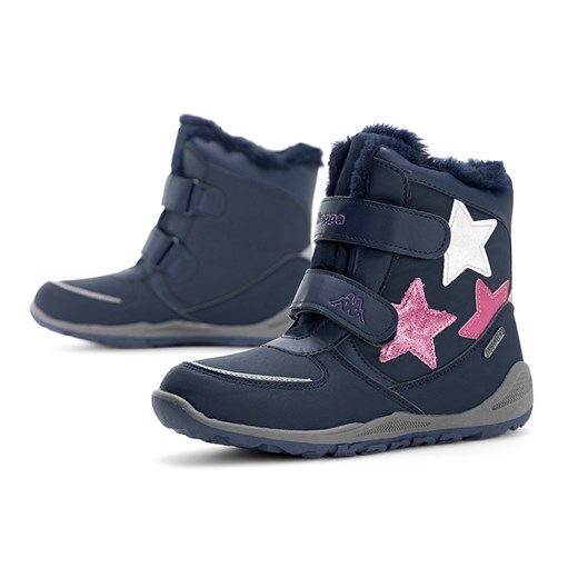 Buty zimowe dziecięce Kappa granatowe na rzepy śniegowce 