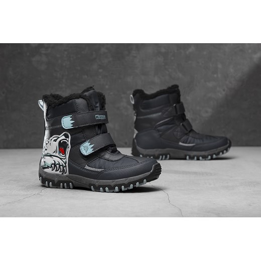 Buty zimowe dziecięce Kappa śniegowce z nadrukami na rzepy 