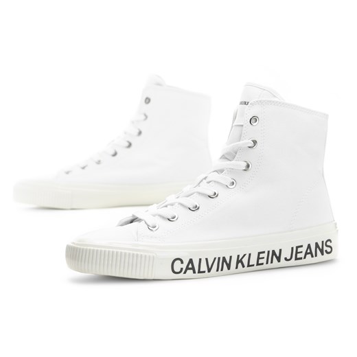 Sneakersy damskie Calvin Klein w nadruki sznurowane białe 