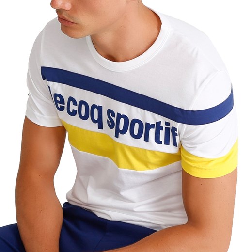 T-shirt męski biały Le Coq Sportif z krótkim rękawem 