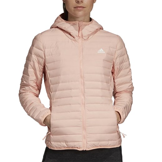 Kurtka damska Adidas krótka różowa sportowa z kapturem z poliestru 