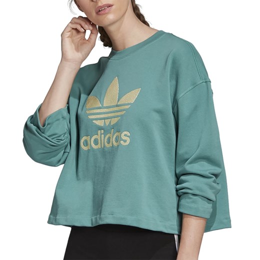 Bluza damska Adidas jesienna z bawełny z napisami krótka 