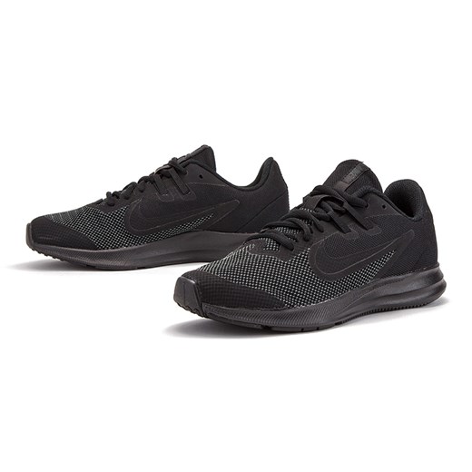 Nike buty sportowe damskie downshifter z gumy czarne bez wzorów1 sznurowane płaskie 