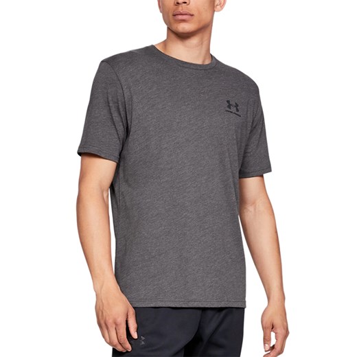 T-shirt męski Under Armour w sportowym stylu szary z krótkimi rękawami 