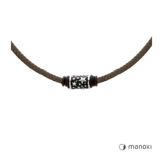 WA312A brązowy, sznurkowy naszyjnik męski, beads w gwiazdki  Manoki  manoki.pl