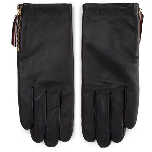 Rękawiczki Damskie TOMMY HILFIGER - Corporate Detail Leather Gloves AW0AW07190 CJM Tommy Hilfiger  M/L okazyjna cena eobuwie.pl 
