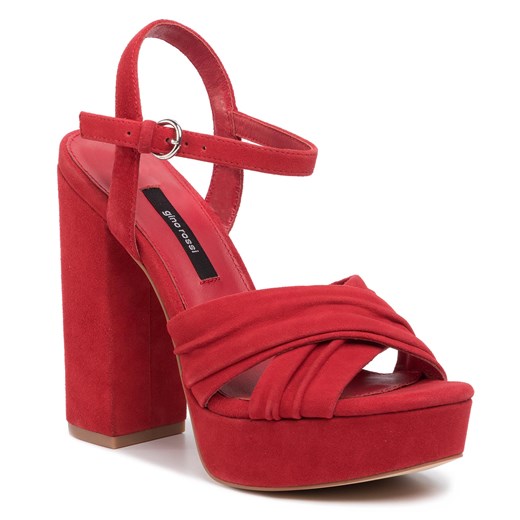 Czerwone sandały damskie Gino Rossi z zamszu 