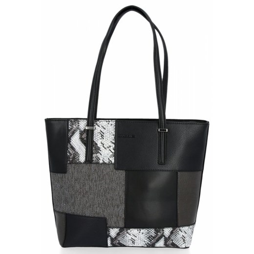 Shopper bag David Jones w stylu glamour duża bez dodatków 