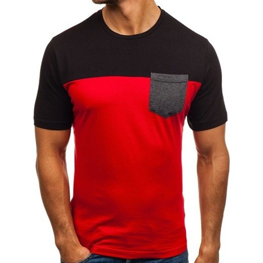 T-shirt męski z nadrukiem czerwony Denley 6309