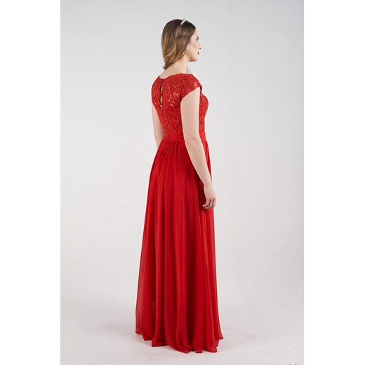 Sukienka czerwona Rokado z krótkimi rękawami 