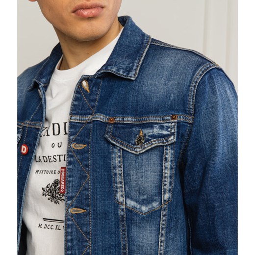 Kurtka męska Dsquared2 w stylu młodzieżowym jeansowa bez wzorów 