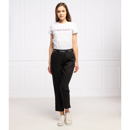 Bluzka damska Calvin Klein z krótkimi rękawami z okrągłym dekoltem 
