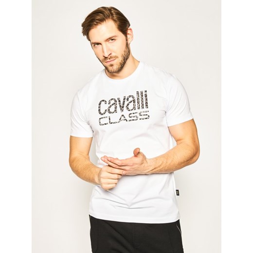 Cavalli Class t-shirt męski biały z krótkim rękawem 