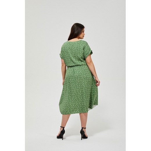Sukienka zielona z krótkim rękawem midi 