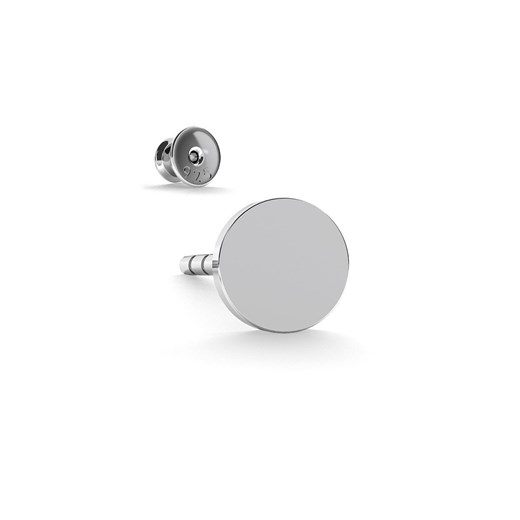Męski lub damski srebrny kolczyk okrągła blaszka 4mm 925 : Kolor pokrycia srebra - Pokrycie Jasnym Rodem Giorre   