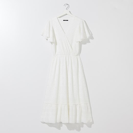 Mohito sukienka biała kopertowa casual bez wzorów 
