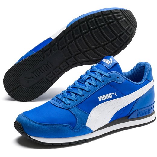 Buty sportowe męskie Puma niebieskie ze skóry na wiosnę 