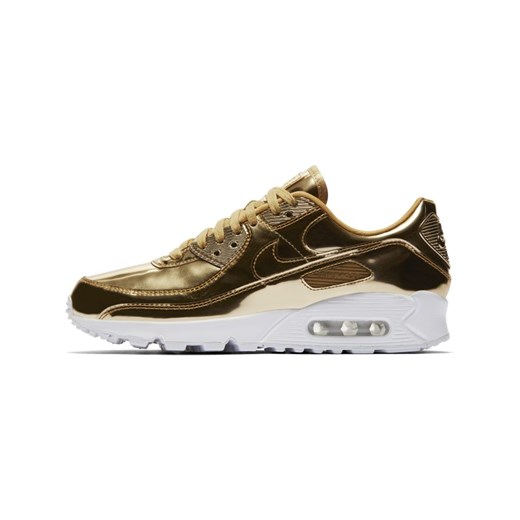 Buty sportowe damskie złote Nike na wiosnę płaskie sznurowane 