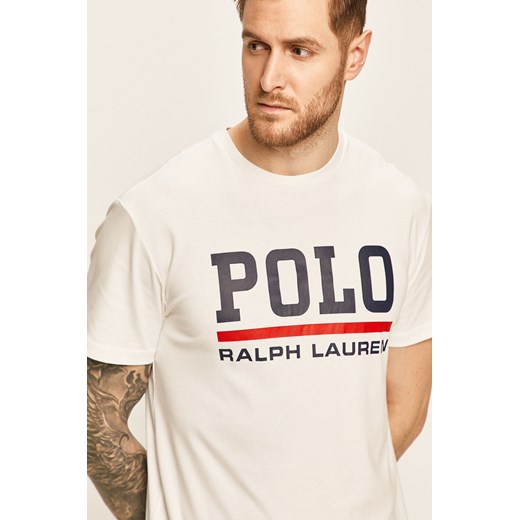 T-shirt męski biały Polo Ralph Lauren w stylu młodzieżowym z krótkim rękawem 