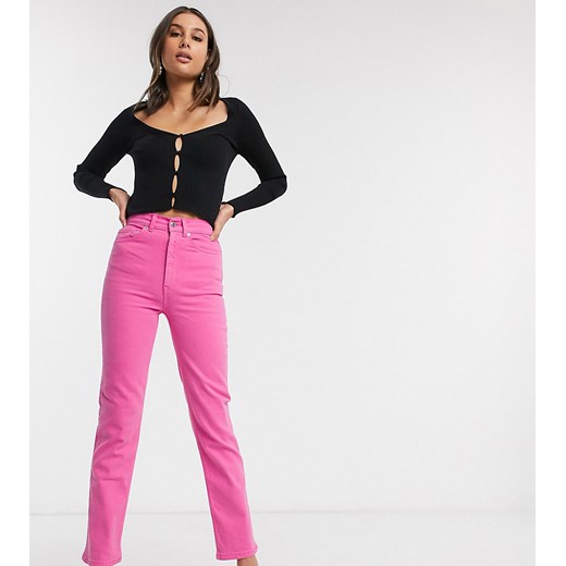 ASOS DESIGN Tall – Różowe jeansy o prostym kroju ze stretchem i podwyższonym stanem-Różowy