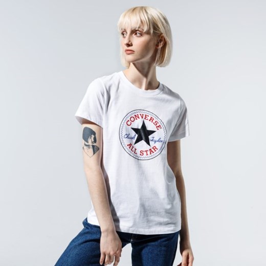 Bluzka damska Converse z krótkimi rękawami z okrągłym dekoltem w stylu młodzieżowym 