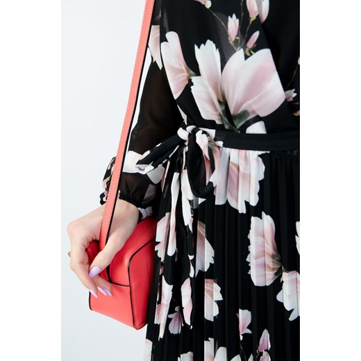 Sukienka Olika z dekoltem v z długim rękawem maxi szyfonowa na spacer 