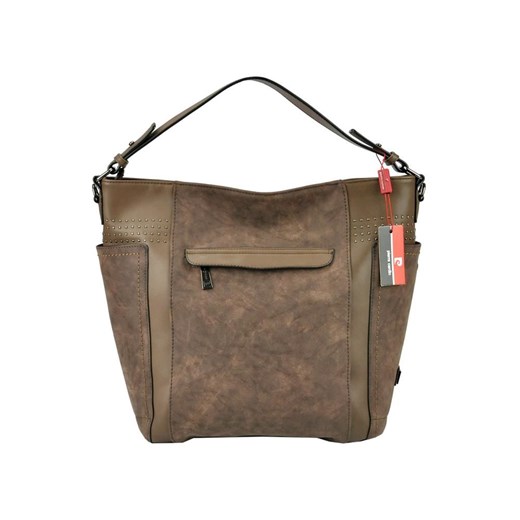 Shopper bag Pierre Cardin brązowa z zamszu bez dodatków 