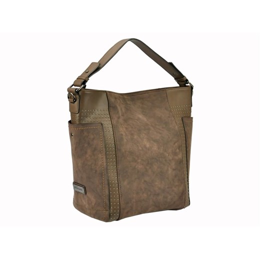 Shopper bag Pierre Cardin brązowa bez dodatków na ramię 