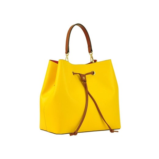 Patrizia Piu shopper bag bez dodatków żółta do ręki duża 
