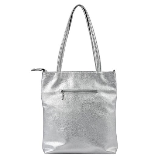 Shopper bag Patrizia Piu na ramię srebrna matowa 