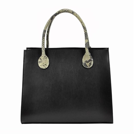 Shopper bag Pierre Cardin skórzana do ręki czarna elegancka z breloczkiem 