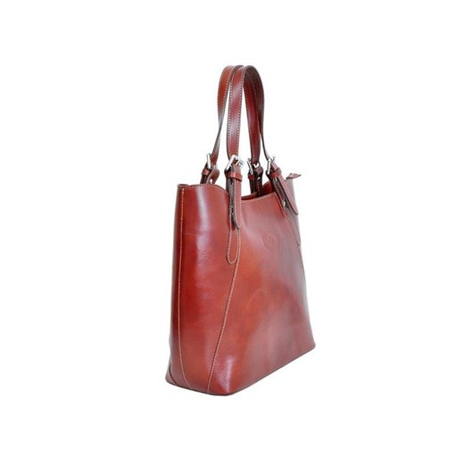 Shopper bag Florence pomarańczowy lakierowana na ramię duża