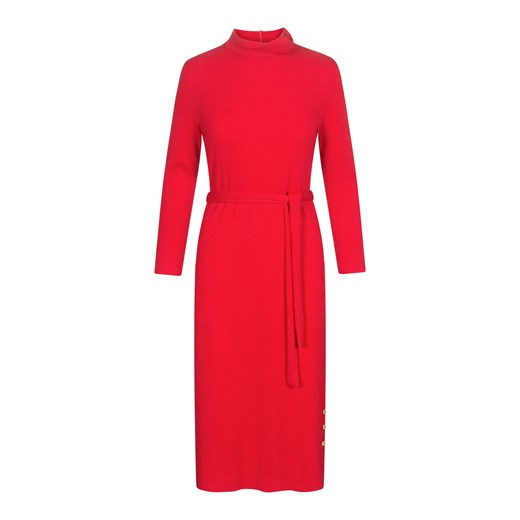 Czerwona dzianinowa sukienka za kolana z rozporkiem  Quiosque 38 40 42 okazja  