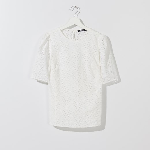 Mohito - Bawełniana bluzka z ażurowym wzorem - Kremowy Mohito  34 