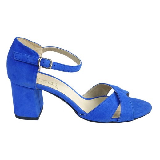 Verdi sandały damskie eleganckie niebieskie na lato skórzane z klamrą 